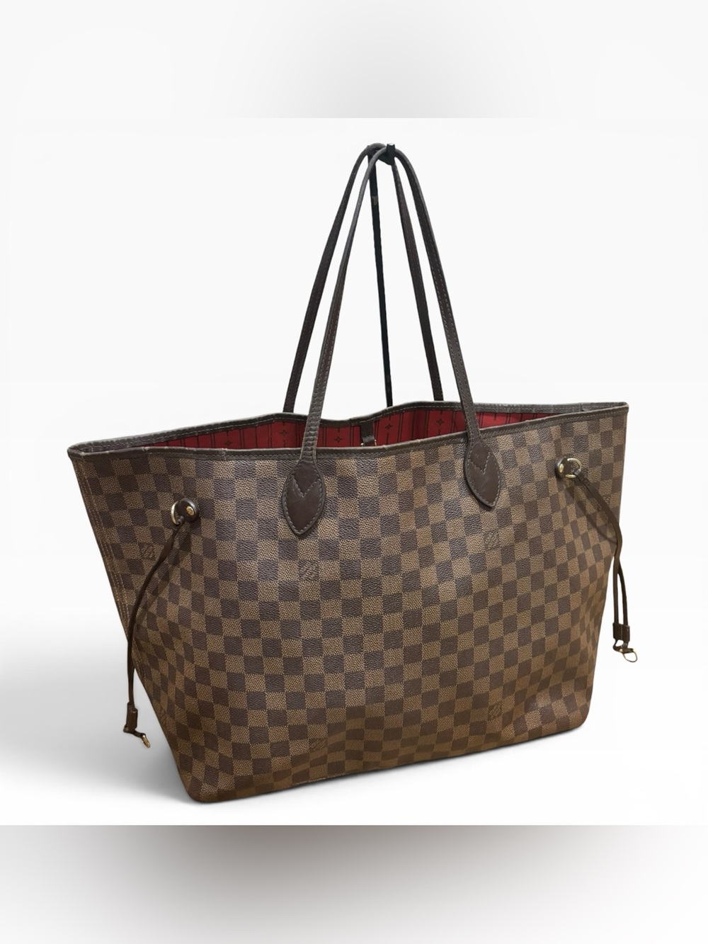 Louis Vuitton Neverfull GM Damier Ebene Red Interior Tote Vintage